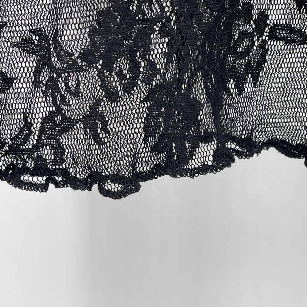 SHEIN Medium Black Sheer Floral Lace Layering Top Scalloped Mesh Y2K - Picture 10 of 13